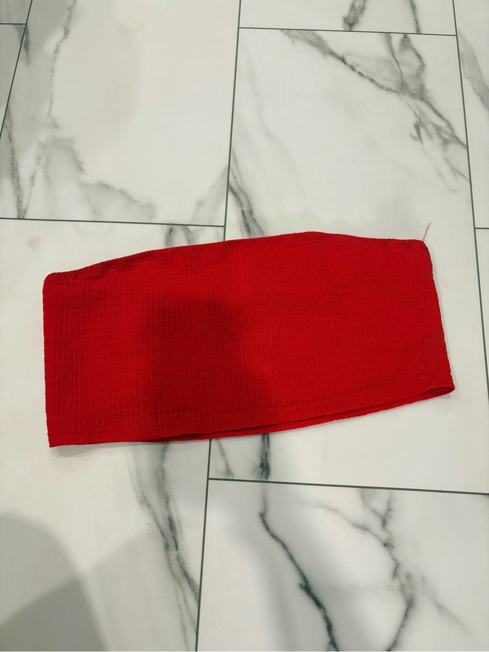 Bright Red Textured Strapless Tube Top